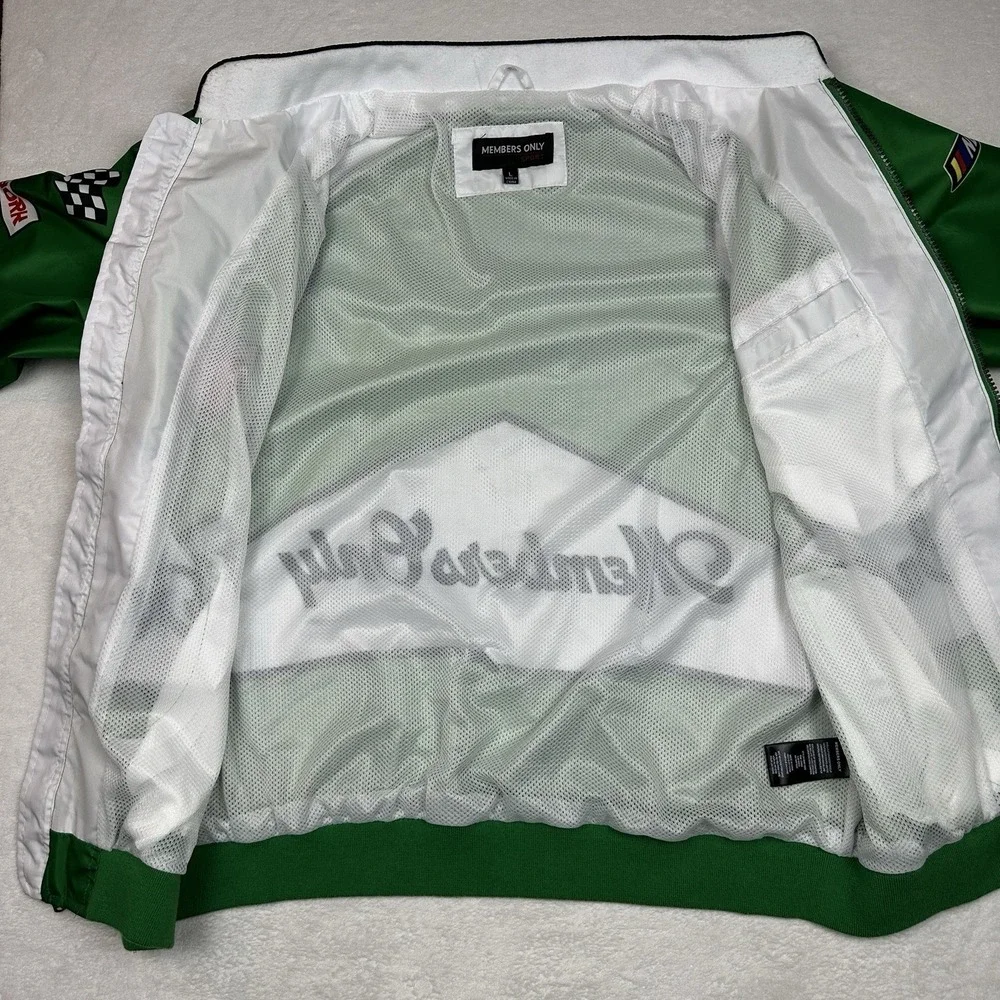 Members Only Sport Jacket Men's Large Green White MCMLXXV Racing Track Jacket - Picture 5 of 8